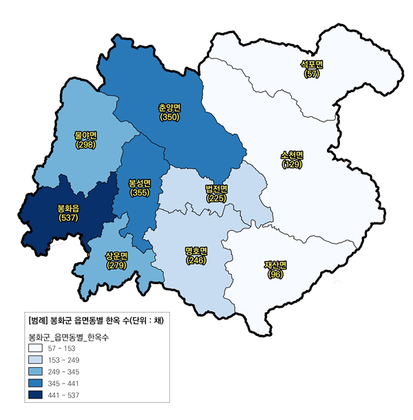 봉화군 읍면동별 한옥 수