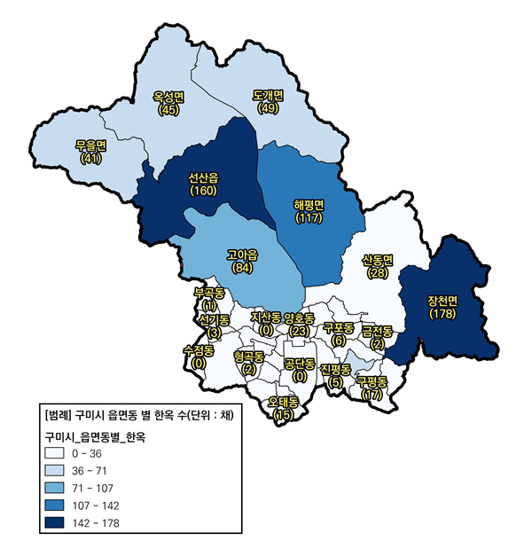 구미시 읍면동별 한옥 수