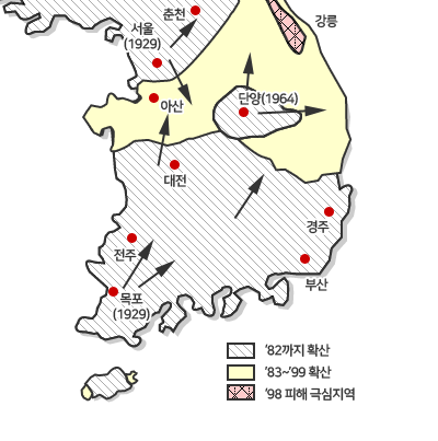 솔잎혹파리 발생 - 상세설명은 [1-1. 솔잎혹파리 발생연혁 참고]