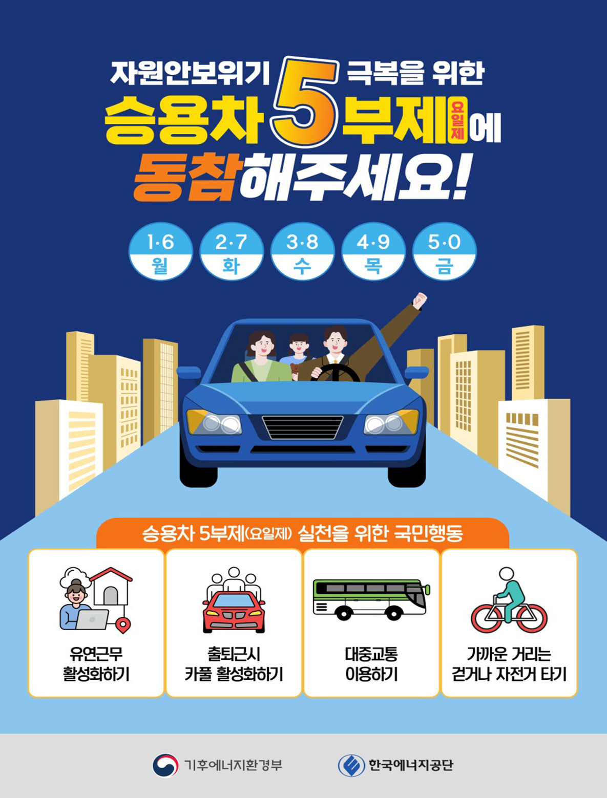 경북도서관 공영주차장 차량 5부제 홍보